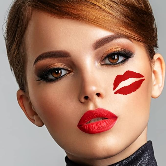 Stencil1FX Kisses Makeup Stencil - Kissing Lips Makeup Stencil Durable Quality Reusable Stencils United States Stencil America for Parades, Parties and More-Velvo Beauty