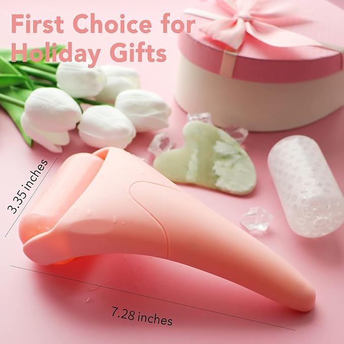 huefull Ice Roller for Face with 2 Rollers and Gua Sha Facial Tools, Face Roller for Self Care, Guasha Tool for Face, Puffiness Relief, Skin Care Gifts for Woman Men, Self Care Gifts-Velvo Beauty