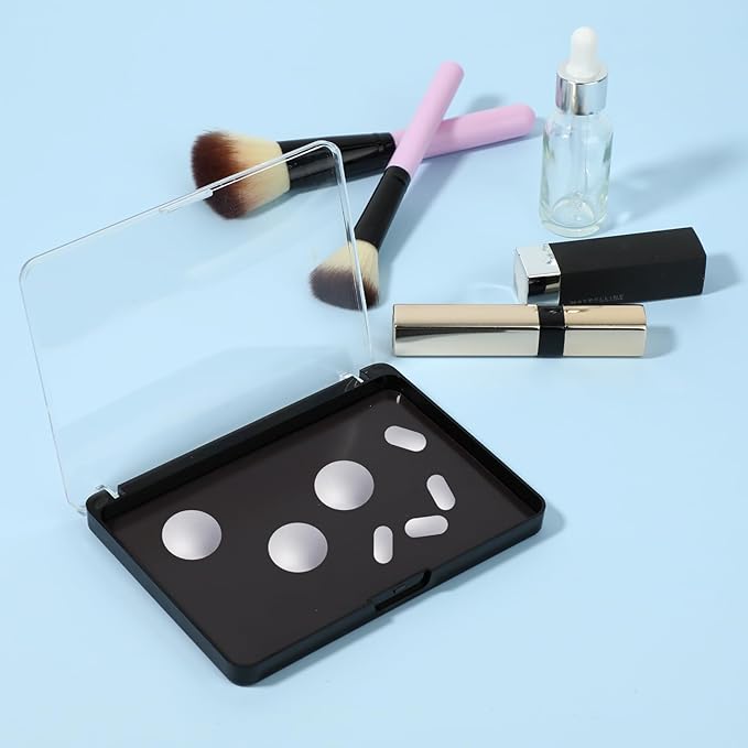 Empty Magnetic Makeup Palette Set, 1pc Magnetic Makeup Palette+ 20PCS Round Adhesive Metal Stickers + 30PCS Square Adhesive Metal Stickers for DIY Eyeshadow Blush-Velvo Beauty