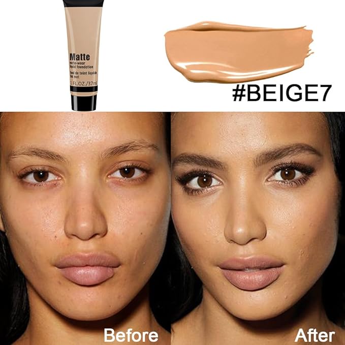 1 Pack Liquid Foundation Cream for Face Makeup,Durable Full Coverage Matte Concealer Make Up,Oil Control & Waterproof Base Primer -1 Fl.Oz-BEIGE 6#-Velvo Beauty