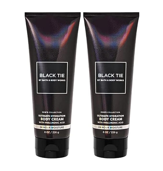 Bath and Body Works Men's Collection Ultimate Hydration Ultra Shea Body Cream 8 Oz 2 Pack (Black Tie)-Velvo Beauty
