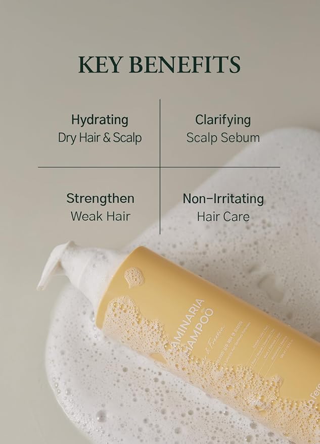 laferme Laminaria Shampoo with Organic Ingredient, Korean Clarifying Shampoo, Hydrating for Dry Hair, Strengthening for Weak Hair, Sulfate & Paraben-Free, for Women & Men, 33.8 FL OZ, White Musk-Velvo Beauty