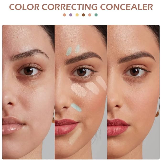 6 Color Correcting Concealer Palette With Concealer Brush, Tattoo Concealer, Cream Contouring Makeup Kit, Corrects Dark Circles Red Marks Scars Light Mediumor creamy concealer A1-Velvo Beauty
