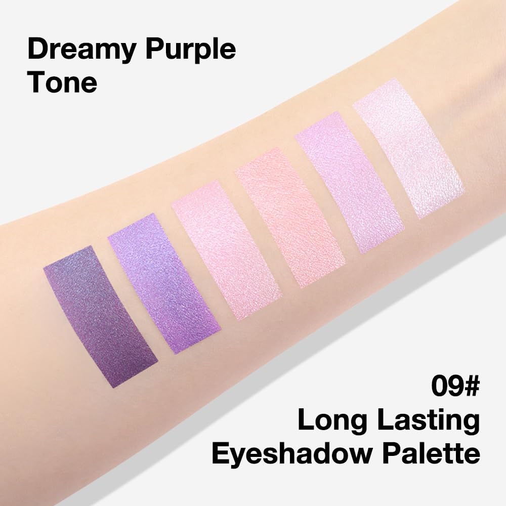 Kaely 6 Colors Mini Purple Eye Shadow Palette Makeup, Matte Shimmer Glitter Violet Lavender Lilac Eyeshadow Palette High Pigmented Waterproof, paleta de sombras de ojos, Vegan & Cruelty-free, 09-Velvo Beauty