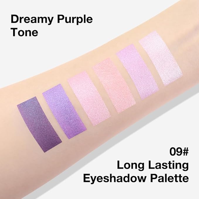 evpct 6 Colors Lavender Purple Pink Eyeshadow Palette, Light Nude Baby Pink Dark Violet Lavender Lilac Purple Glitter Shimmer Sparkle High Pigment Mini Travel Eye Shadow Palette Makeup for Older Women-Velvo Beauty