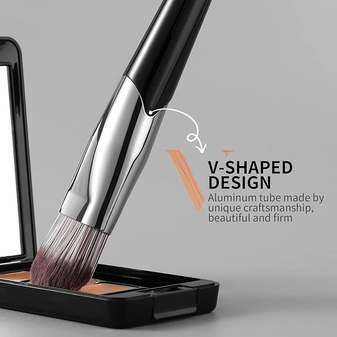 DUcare Flat Foundation Brush for Liquid Makeup, Premium Synthetic Hair Concealer/Kabuki Makeup Brush, Dense Bristles Design, Multi-Purpose Face Brushes for Liquid/Cream/Facial Mask-Velvo Beauty