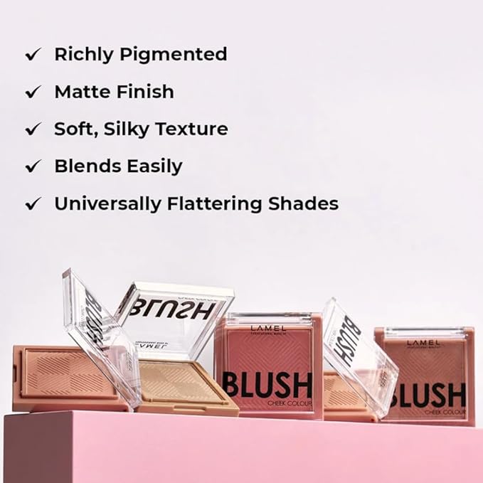 Lamel Pink Blush Cheek Color Mini - Blendable Natural Blush Powder - Enhances & Defines Shapes & Features - Contouring Powder Blush - 4 Universal Shades - № 405 (Pink Blossom) - 3.8g / 0.13 oz-Velvo Beauty
