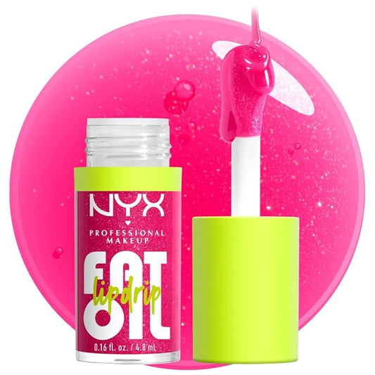 NYX PROFESSIONAL MAKEUP Fat Oil Lip Drip, Moisturizing Lip Oil Gloss, Vegan Tinted Formula, Up to 12 HR Hydration - Supermodel (Shimmering Magenta)-Velvo Beauty