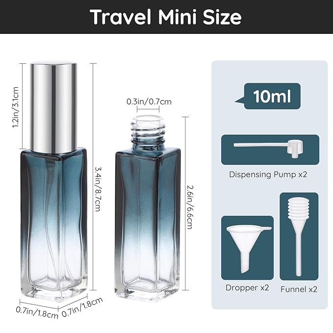 Segbeauty 10pcs Perfume Travel Refillable, 10ML Glass Spray Bottles Perfume Atomizer, Mini Travel Size Dispenser Bottle Set Atomizer Sprayer for Perfume Toiletries Cosmetic Container Spray Bottle-Velvo Beauty
