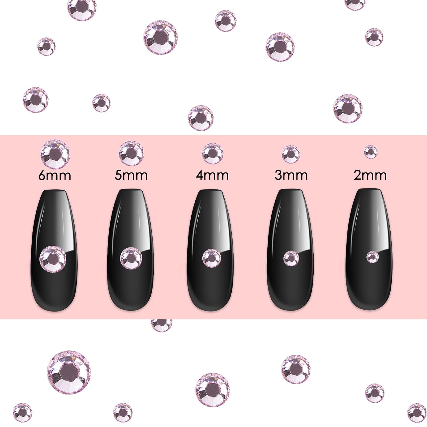 Canvalite 2784Pcs Pink Rhinestones Nail Art Gems with Tools, Flat Back Matte, Plastic, Nail Art, Rhinestones, Tweezer, Double Point Dotting Pen, 5Pcs Jewelry Glues-Velvo Beauty