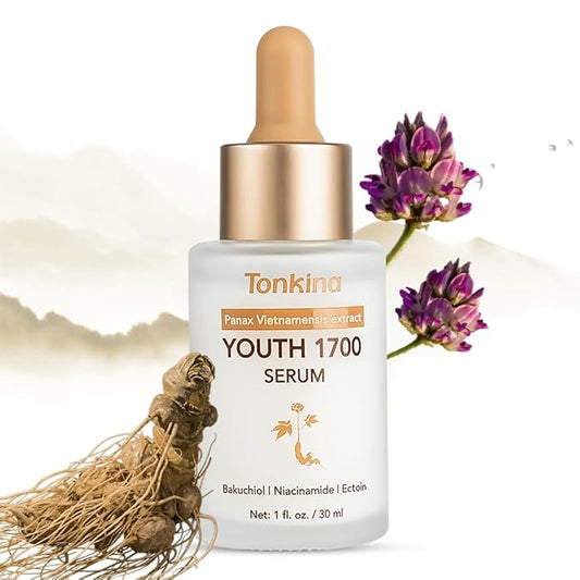 Youth 1700 Bakuchiol Serum with Niacinamide, Tranexamic Acid, Hyaluronic Peptides & Vietnamses Ginseng, Brightening Retinol Alternative for Face, Anti Aging & Dark Spot Remover-Velvo Beauty