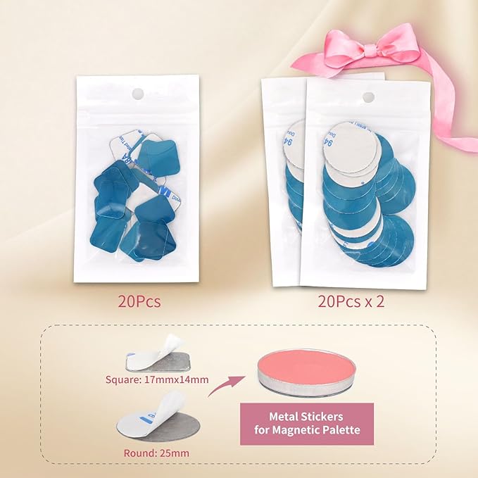 AJLTPA Magnetic Makeup Palette with Frosted Clear Top, 3Pack Empty Eyeshadow Dispensing Storage Box with 60Pcs Adhesive Metal Stickers for DIY Cosmetics Blush Powder-6.69"X4.41"Palette-Velvo Beauty