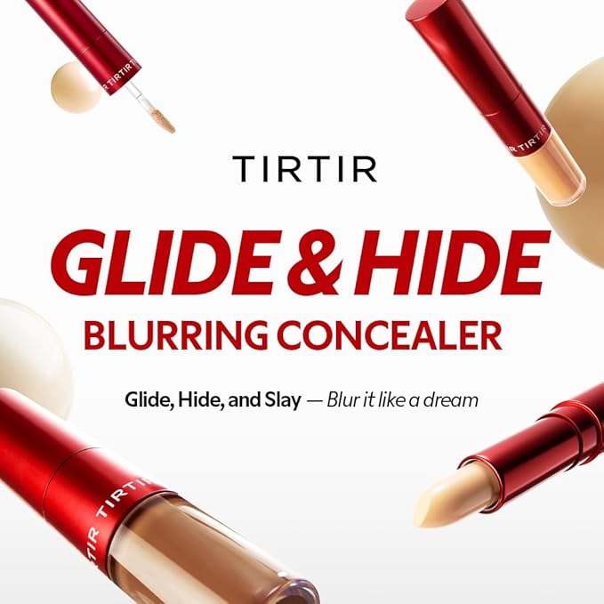 TIRTIR Glide&Hide Blurring Concealer - Creamy texture, Conceals dark circles and wrinkles, Dual formula (liquid tip & balm stick), Long-lasting wear, Korean Makeup, #1N, 0.28 Oz-Velvo Beauty
