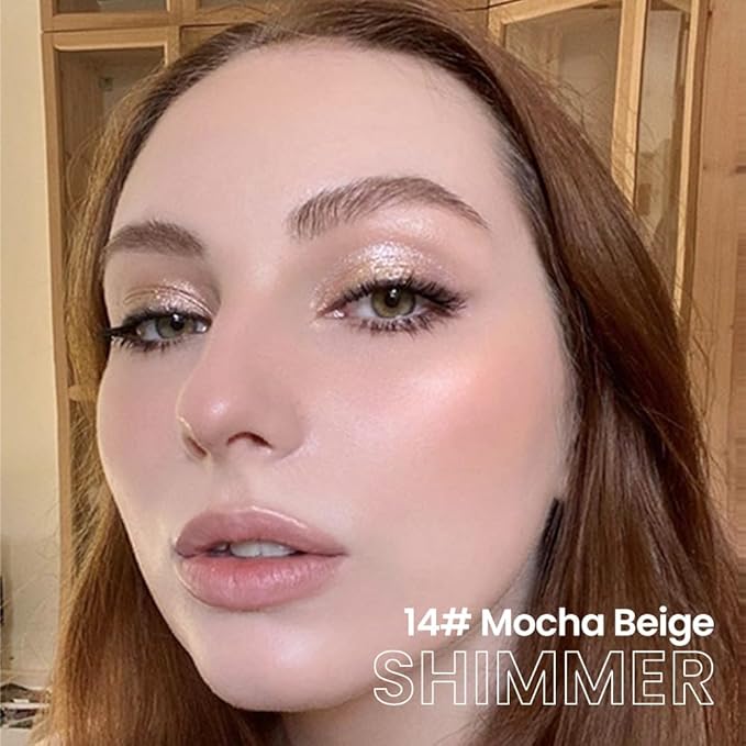 evpct Mocha Beige Shimmer Cream Eye Shadow Brightener Sticks Set for Eyes, Mocha Beige Shimmery Matte Pencil Eye shadow Applicator Stick Pen Palette Makeup Waterproof sombras en crema para ojos 14#-Velvo Beauty
