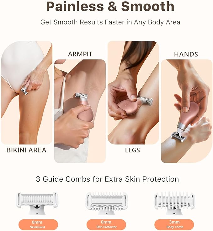 Mini Bikini Trimmer for Women - Intimate Pubic Hair Removal, Electric Body Groomer, Small Portable Wet/Dry Shaver, Magnetic Blade, USB-C Rechargeable with Travel Case, Easy to Clean (Gold)-Velvo Beauty