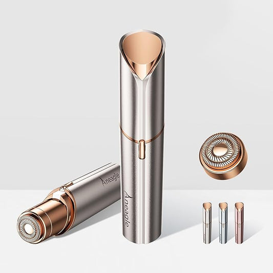 Facial Hair Remover for Women,Painless Hair Shaver Rechargeable with LED Light,Flawless Lady Face Electric Razor,The Great Female Mustache Removal (Rose Gold (with 1 Replacement Heads))-Velvo Beauty