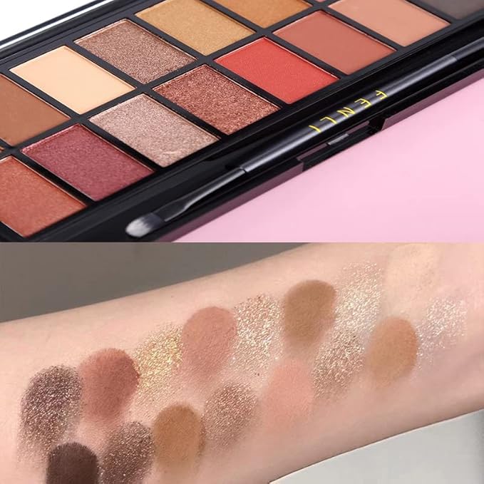 RUIGPRO Pro 16 Shades Eyeshadow Palette + 20 pcs Makeup Brushes Set High Pigmented Naked Nudes Shimmer Matte Metallic Smokey Eye Shadow Soft Synthetic Powder Cream Blending Brush Neutral Pallet-Velvo Beauty