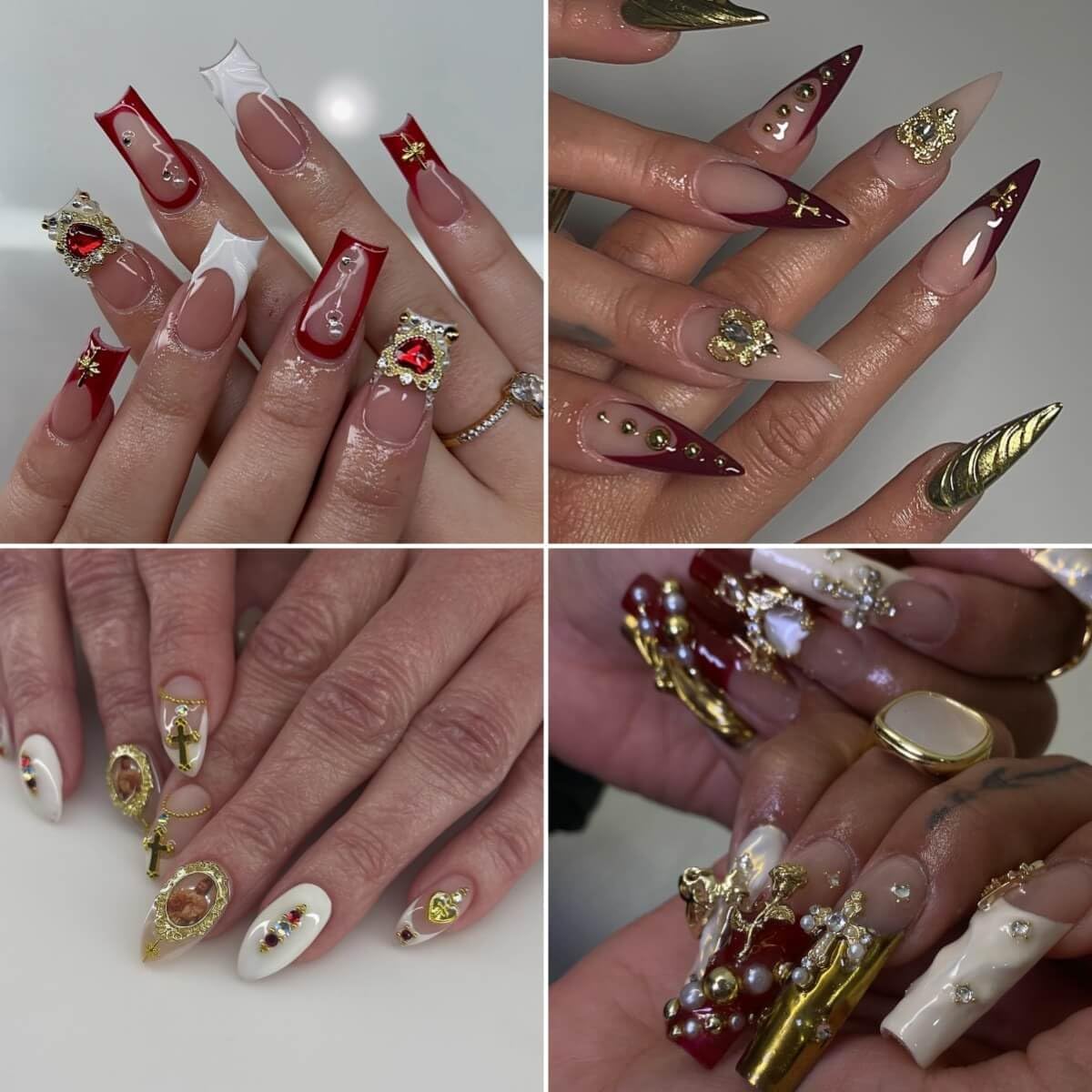 80+ Pcs Golden Nail Charms with Nail Art Rhinestones Gold Cross Virgin Mary and Rose Nail Gems for Acrylic Nails Accessories for Women Nail Decorations Manicure Craft DIY Supplies-Velvo Beauty