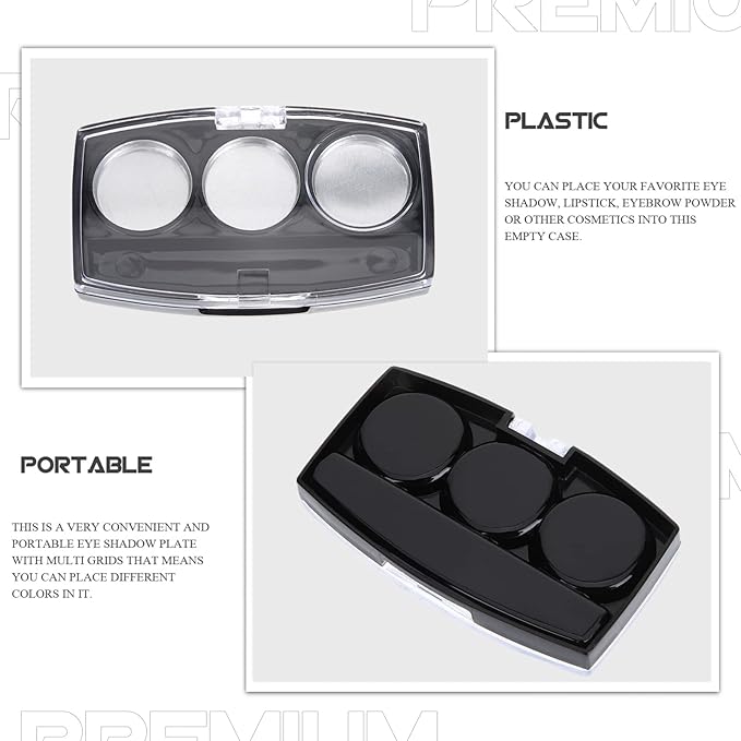 10Pcs Empty Magnetic Eyeshadow Palette Empty Eyeshadow Pans Containers Eyeshadow Palettes 3 Grids Makeup Pans Cosmetic Pans Eyeshadow Makeup Containers for Women Girls-Velvo Beauty
