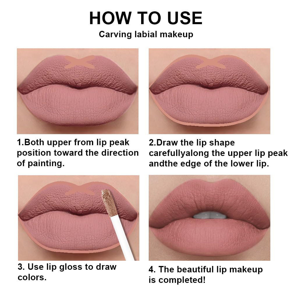 evpct 2Pcs Nude Pink Matte Lip Liner and Lipstick Combo Set for Women, Nude Lip Combo Set Liquid Lips Stick Gloss and Lipliner Stains Set Long Lasting Waterproof, Lips Makeup Pack 24 Hours originale-Velvo Beauty