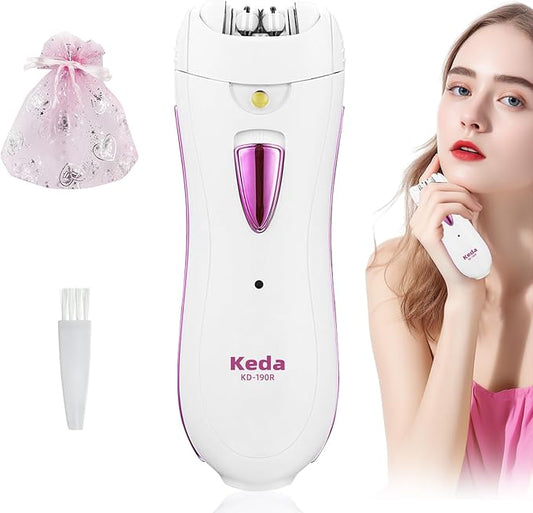 Epilator for Women, Smooth Glide Epilator for Face, Rechargeable Facial Epilator Hair Removal Face Trimmer Device with LED Light for Facial Armpit Bikini and Leg-Velvo Beauty