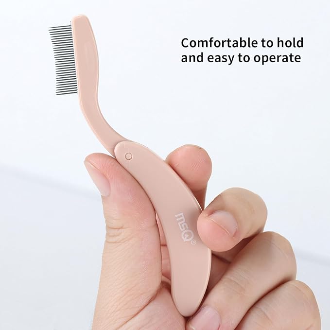 Eyelash Comb MSQ Eyelash Separator Tool Eyelash Comb Separator Folding Eyelash Brush Separator Lash Comb for Eyelash Makeup Brush (khaki)-Velvo Beauty