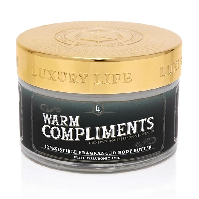 LUXURY LIFE Bed Butter - Scented, Luxurious Body Butter With All-Natural Hyaluronic Acid For Soft, Glowing, Hydrated Skin - For Men & Women - For All Skin Types - Warm Compliments Scent, 5 oz-Velvo Beauty
