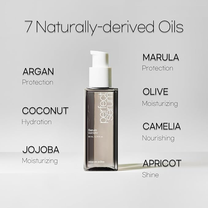 Mise En Scene Perfect Watery Serum for Hair Moisturizing - Korean Hair Argan Oils, Hair Essence for Hydrating with Citrus Scent, Derma Test Completed, 2.70 fl. Oz-Velvo Beauty