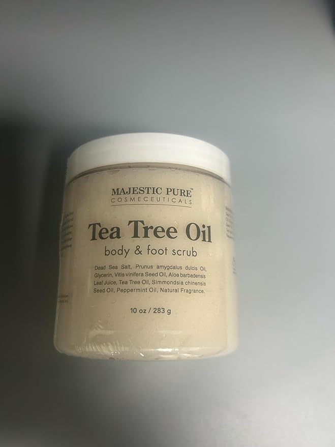 MAJESTIC PURE Tea Tree Foot & Body Scrub with Tea Tree Oil, Exfoliating Salt Scrub to Exfoliate & Moisturize Skin, Deep Cleansing - 10 oz-Velvo Beauty