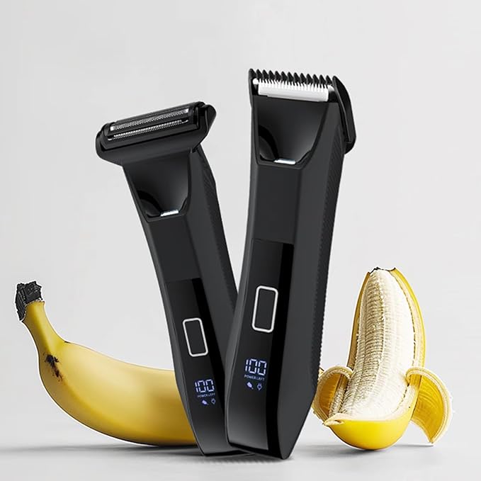 2-in-1 Manscape Trimmer for Men,Body & Groin Hair Trimmers for Men,Bikini Trimmer Women- Wet/Dry Electric Razors for Smooth No-Nick Shaving,IPX7 Waterproof Ball Shaver,LED Display,Black-Velvo Beauty