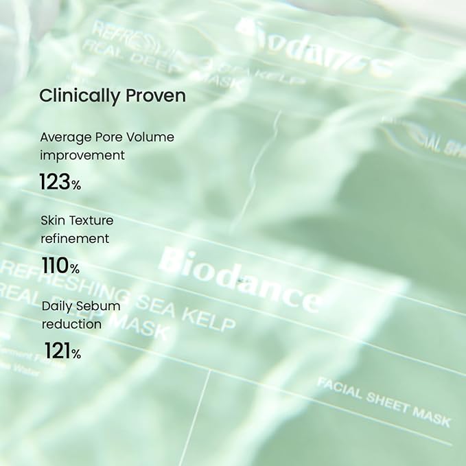 BIODANCE Refreshing Sea kelp Real Deep Mask, Overnight Hydrogel Mask, Calming, Oil & Sebum Control, Blemish Care, Korean Skincare | 1.19oz(34g) x 4ea-Velvo Beauty