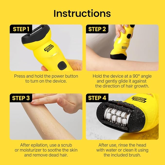 Gorilla Technique Epilator 3000V, Facial & Body Hair Removal Device, Pain Relief Roller, Cordless Rechargeable Electric Tweezers for Women & Men, Triple Tweezers, 8000RPM, Korean Skin Care - 3000V-Velvo Beauty