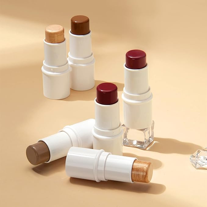 3 Colors Highlilghter Contour Blush Sticks Creamy Sticks for Cheeks, Eyes Cosmetics Stick Set, 3 in 1 Long Lasting Waterproof Moisturizer Makeup Sticks for All Skin-Velvo Beauty