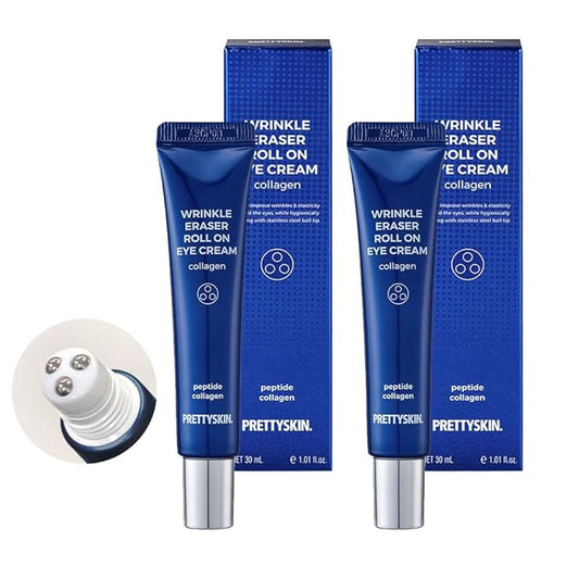 PS.PRETTYSKIN Roll On Eye Cream 30ml/1.01fl.oz. with Vitamin A and Stainless Steel ball Tip for Wrinkle Eraser and Elasticity (Collagen 2CT)-Velvo Beauty