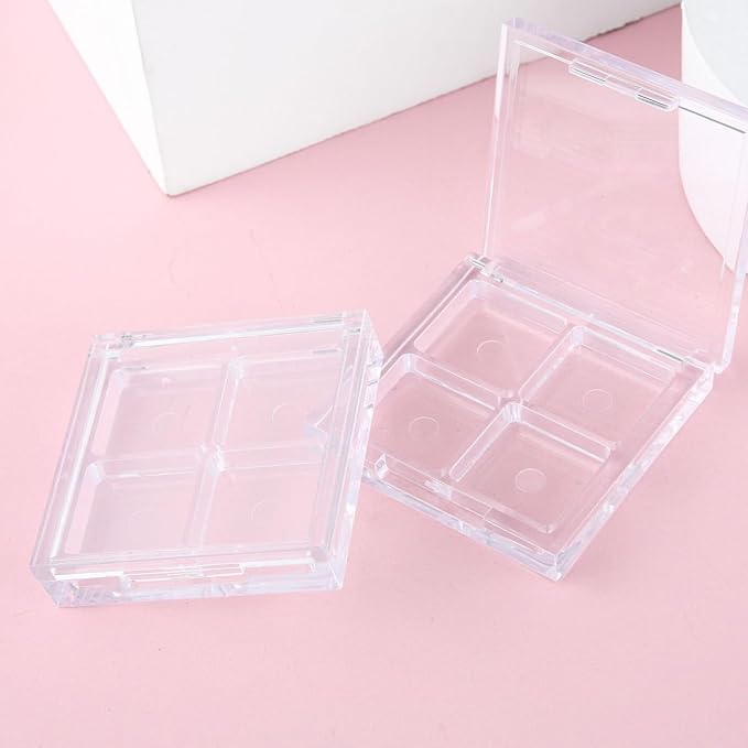 2PCS Empty Eyeshadow Palette 4 Grids Plastic Eye Make Up Container Palette Refillable Small Makeup Palette Lipstick Compact Containers Cosmetic Sample Storage Cases-Velvo Beauty