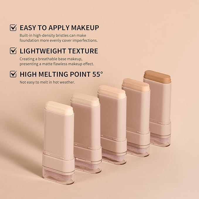 Beauty Balm Serum Boosted Skin Tint, Dual-Ended Eraser Foundation Stick with Brush, Full Coverage Cream Korean Makeup, Long-Lasting Stick for Smooth, Flawless Finish (#3 Warm Beige)-Velvo Beauty
