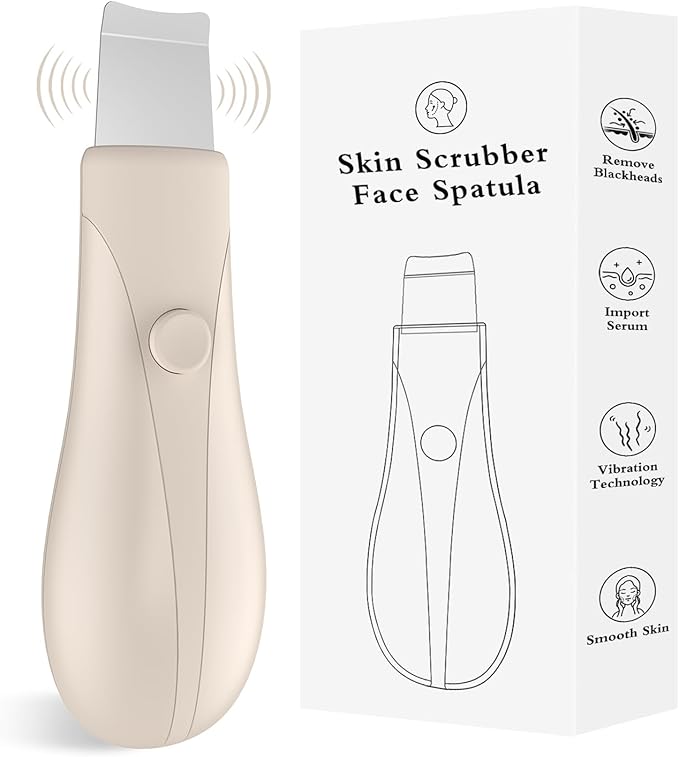 Skin Scrubber Face Spatula Skin Spatula Pore Cleaner Blackhead Remover Tools for Facial Deep Cleansing Skin Care Tool for Men and Women (Beige)-Velvo Beauty