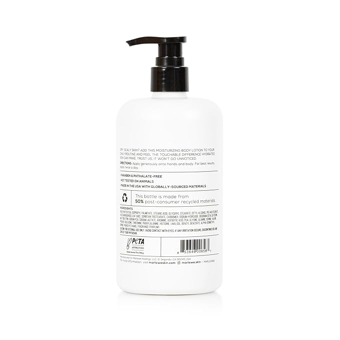 MARLOWE. No. 002 Body Lotion 16 oz Pump, Original, Revitalizing Dry Skin Lotion with Aloe Vera & Amino Acids, Hydrates & Nourishes, Sage & Fir Scent-Velvo Beauty