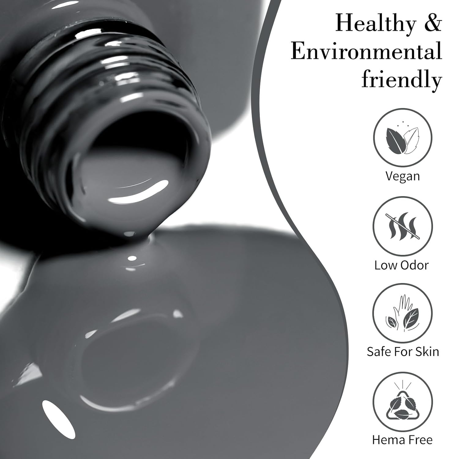 CANNI Gray Gel Nail Polish, 1Pcs Grey Nail Polish Gray Color High Gloss Soak Off U V Gel Nail French Nail Manicure Salon DIY-Velvo Beauty