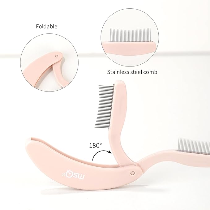 Eyelash Comb MSQ Eyelash Separator Tool Eyelash Comb Separator Folding Eyelash Brush Separator Lash Comb for Eyelash Makeup Brush (khaki)-Velvo Beauty