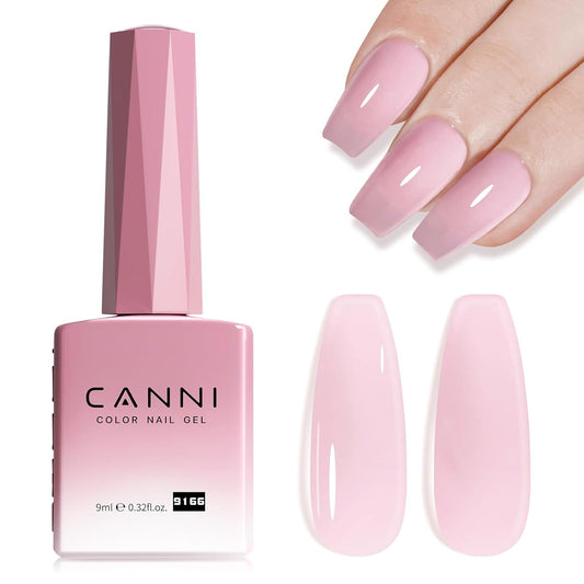 CANNI Soft Pink Jelly Gel Polish – 9ML Translucent Sheer Nude Soak-Off UV/LED Gel Nail Polish for DIY Manicure or Salon Use-Velvo Beauty