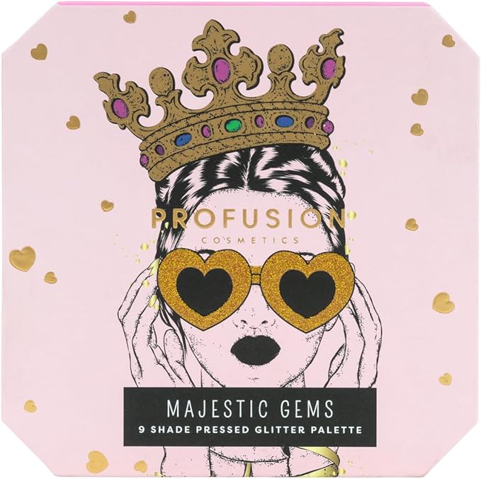 Profusion Cosmetics Majestic Gems 9 Shade Pressed Glitter Palette for Stunning Looks, Sparkle and Shine with Premium Makeup Kit, Get Lit and Glittery is Must Have Essential for Your Glam Squad-Velvo Beauty