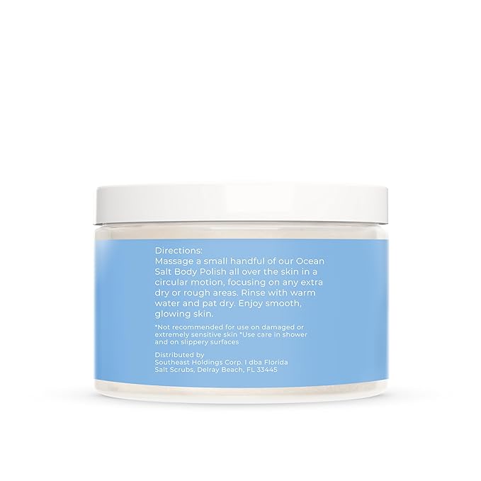 Sea Salt Body Scrub by Florida Suncare - Ocean Salt Body Polish Infused with Marine Algae - Exfoliating Face and Body Scrub - Facial Scrub Exfoliator to Tackle Acne and Scars (Coconut, 12.1 oz)-Velvo Beauty