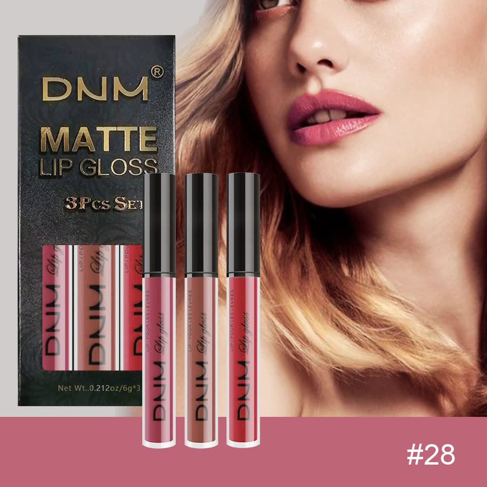 evpct 3Pcs Mauve Neutral Light Rosey Nude Blue Red Matte Liquid Lipstick Lip Stain Sets for Women Long Lasting 24 Hours Lipstick Light Skin labiales matte larga duracion 24 matenhoras originales-Velvo Beauty