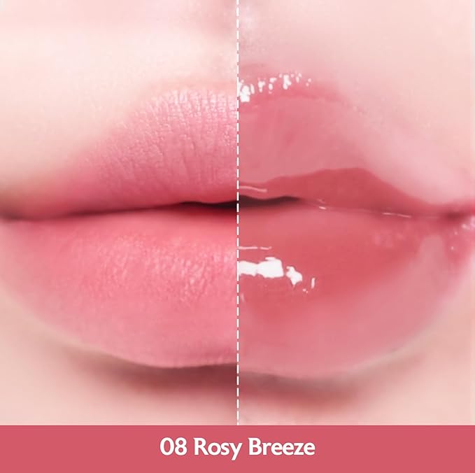 MILKTOUCH Jelly Fit Lip Tint (08 Rosy Breeze) with Cooling Plumping Effect and Water-Based Non-Sticky Texture | Long Lasting Korean Beauty Lipstain Tinted Gloss Oil Brown K Makeup-Velvo Beauty
