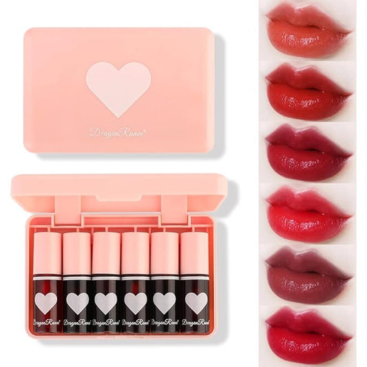 Miniling 6 Colors Lip Tint Stain Set,Korean Gloss Plumping Mini Liquid Lipstick,Multi-use and Cheek Tint,Long lasting Non-Stick Cup Waterproof, High Pigment, Vivid Color, Makeup, 1.0 Count-Velvo Beauty