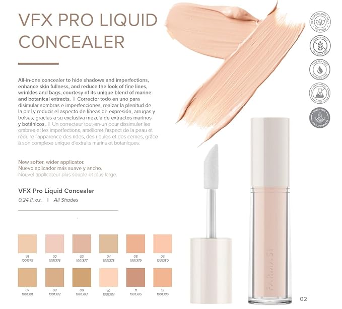 FARMASI Vfx Pro Liquid Concealer Makeup, All-in-one Full Coverage, Highly Pigmented Concealer for All Skin Type, Hide Shadows & Imperfections, Enhance Skin Fullness Foundation Concealer 0,24 Fl Oz C11-Velvo Beauty