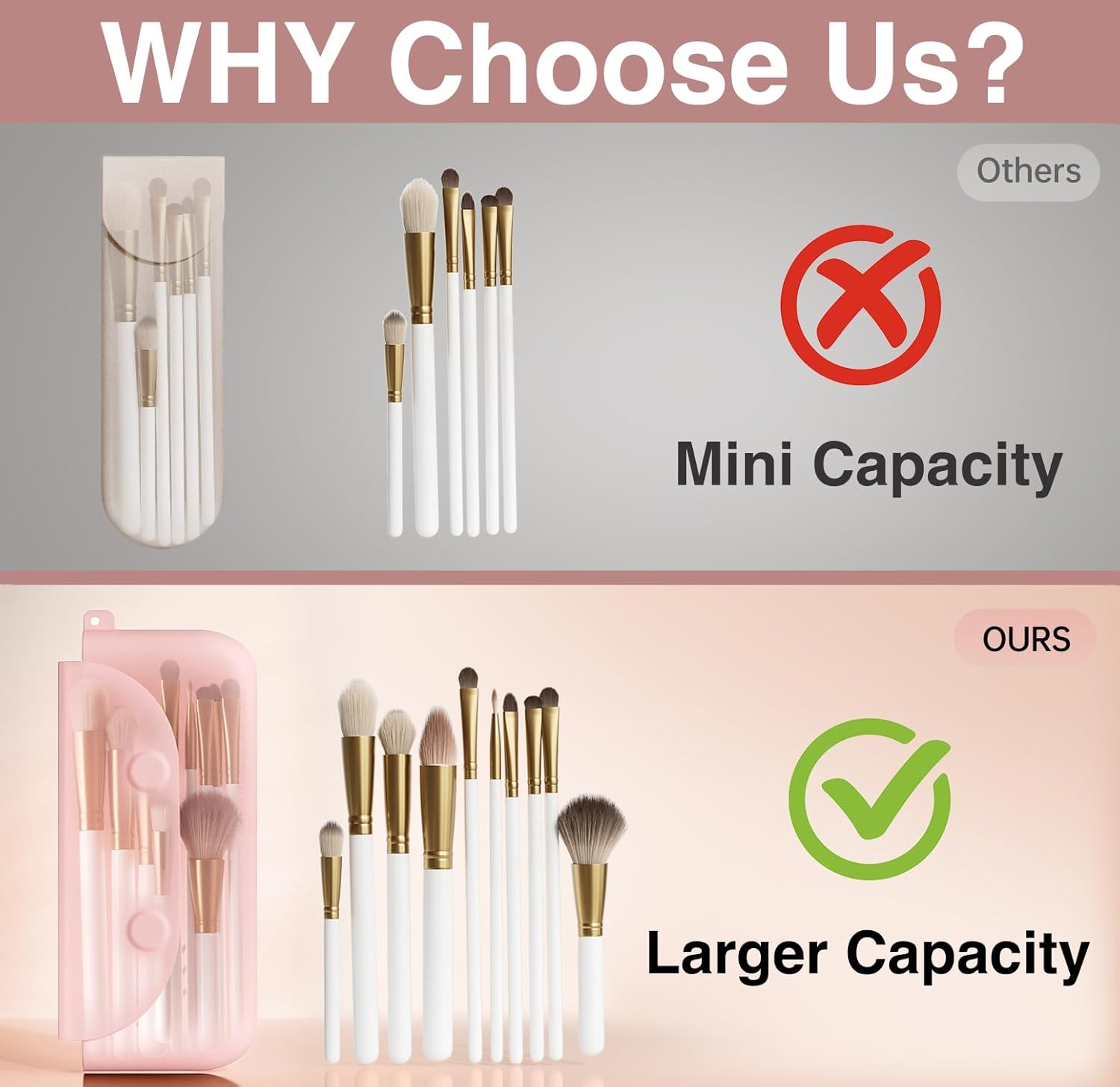 Silicone Makeup Brush Holder Large Travel Makeup Brush Case Original Design Brushes Holder with Magnetic Closure White-Velvo Beauty