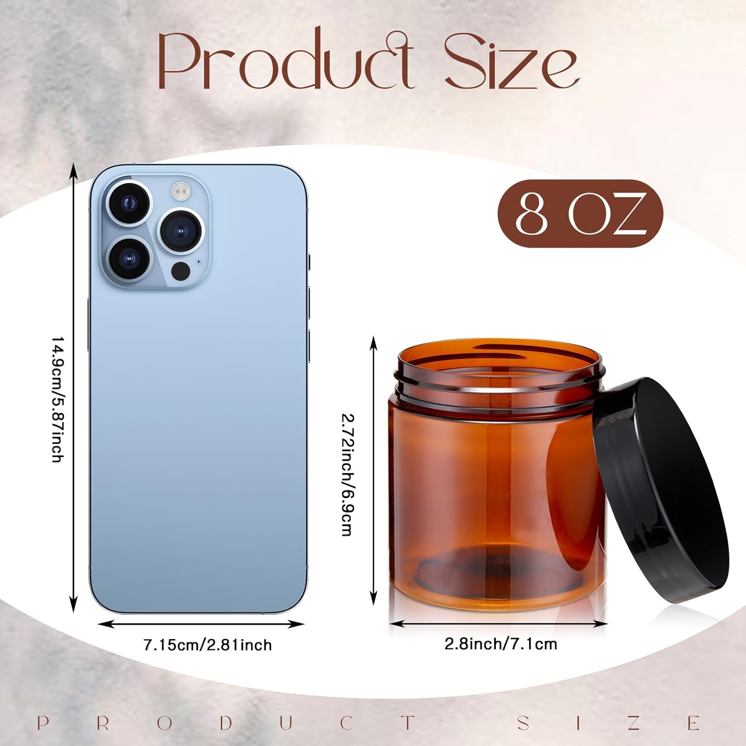 SATINIOR 100 Pcs Plastic Jars with Lids Small Containers Lids Wide Mouth Small Plastic Containers for Lotion Cream Rhinestones Body Butters Travel Storage(8 oz, Amber)-Velvo Beauty