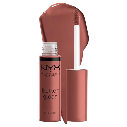 NYX PROFESSIONAL MAKEUP Butter Gloss, Non-Sticky Lip Gloss - Praline (Deep Nude)-Velvo Beauty